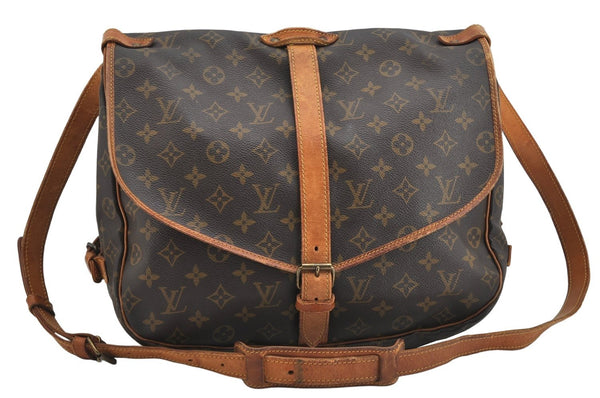Authentic Louis Vuitton Monogram Saumur 35 Shoulder Cross Bag M42254 LV 3243K