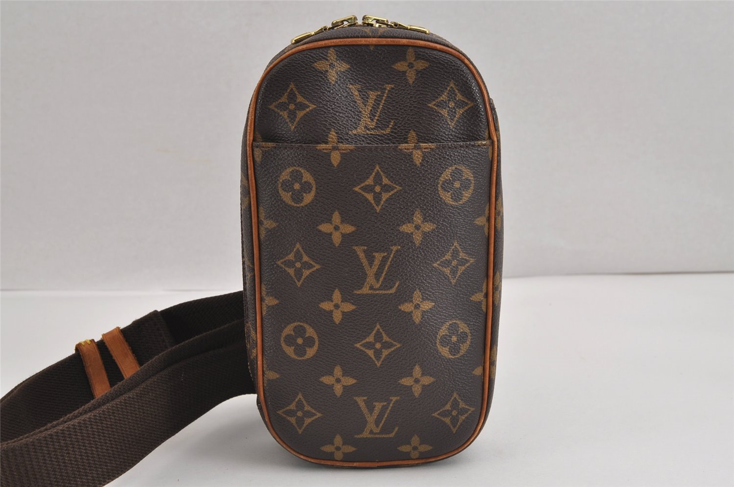 Authentic Louis Vuitton Monogram Pochette Gange Waist Body Bag M51870 LV 3244J