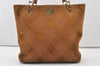 Authentic CHANEL CC Logo Chain Shoulder Tote Bag Suede Leather Brown 3246J