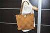 Authentic CHANEL CC Logo Chain Shoulder Tote Bag Suede Leather Brown 3246J