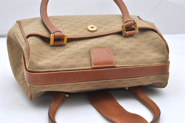 Authentic GUCCI Vintage Hand Boston Bag Purse GG Canvas Leather Brown 3246K