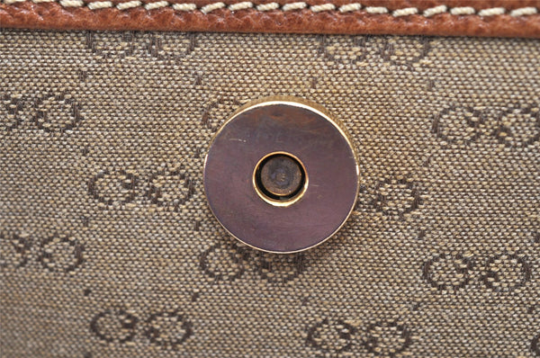 Authentic GUCCI Vintage Hand Boston Bag Purse GG Canvas Leather Brown 3246K