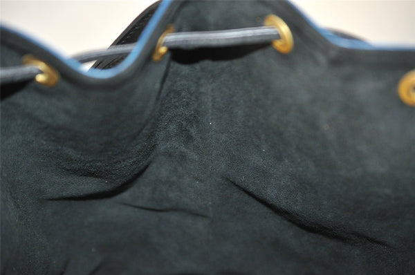Authentic Louis Vuitton Epi Petit Noe Bi-color Blue x Black Drawstring Bag 3249I