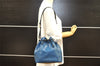 Authentic Louis Vuitton Epi Petit Noe Bi-color Blue x Black Drawstring Bag 3249I