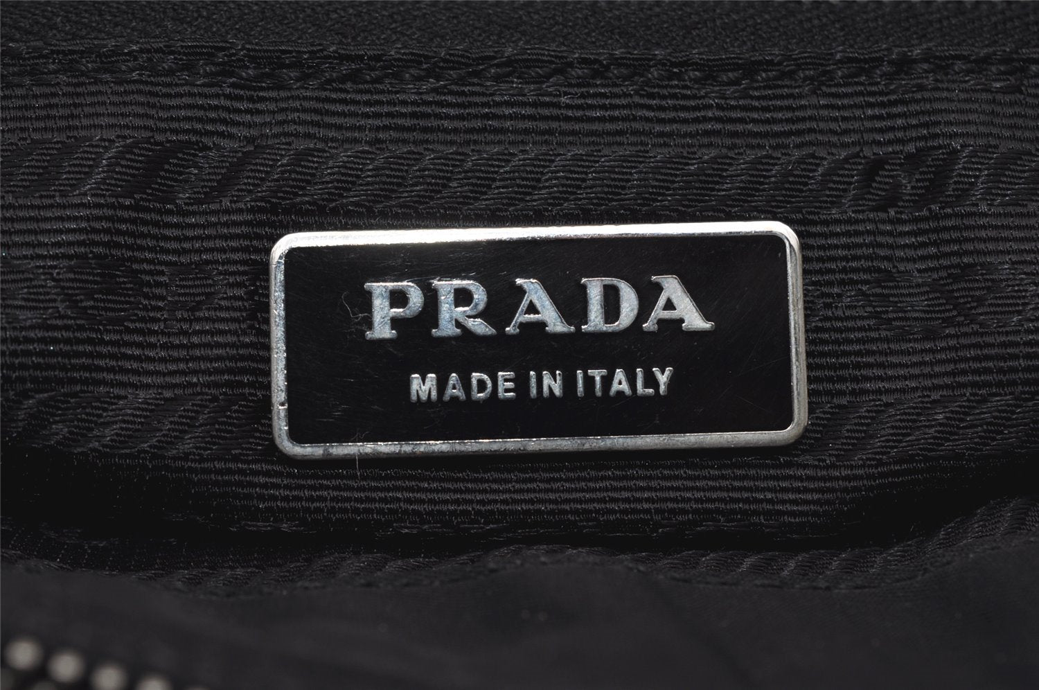Authentic PRADA TESSUTO ACCIAIO Nylon Leather Hand Bag BR1166 Black 3250I