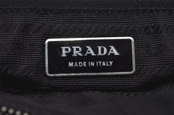 Authentic PRADA TESSUTO ACCIAIO Nylon Leather Hand Bag BR1166 Black 3250I