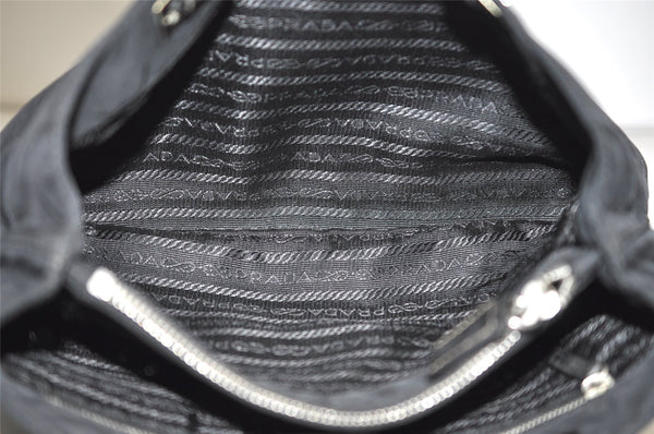 Authentic PRADA TESSUTO ACCIAIO Nylon Leather Hand Bag BR1166 Black 3250I