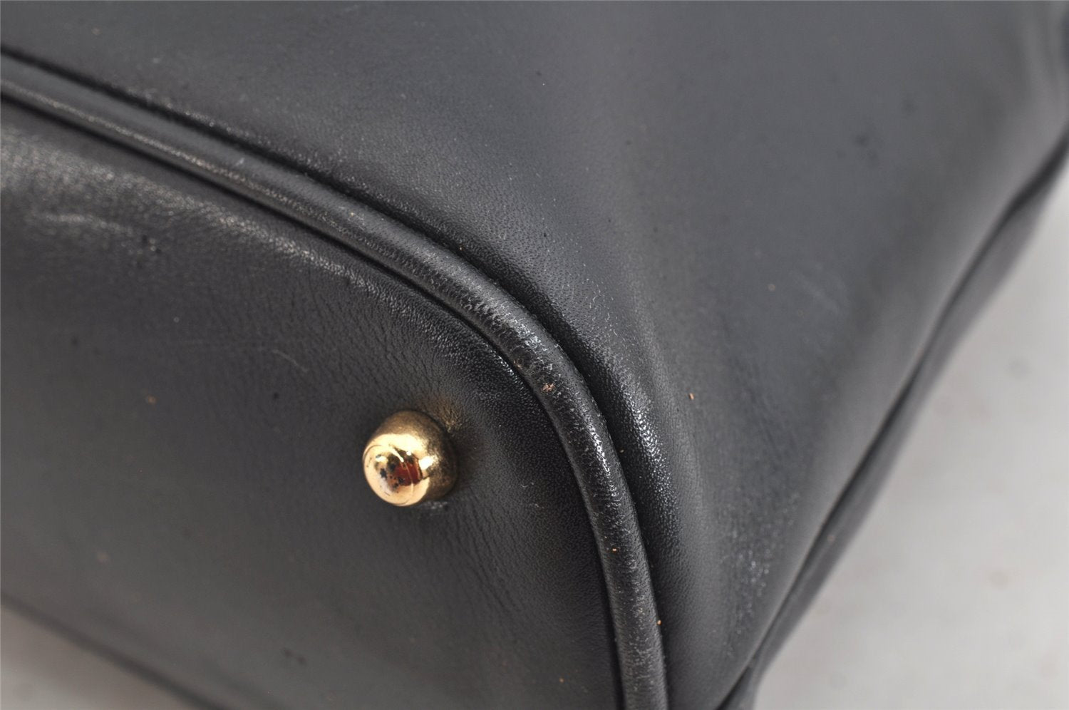 Authentic GUCCI Bamboo 2way Hand Shoulder Bag Purse Leather Navy Junk 3251K
