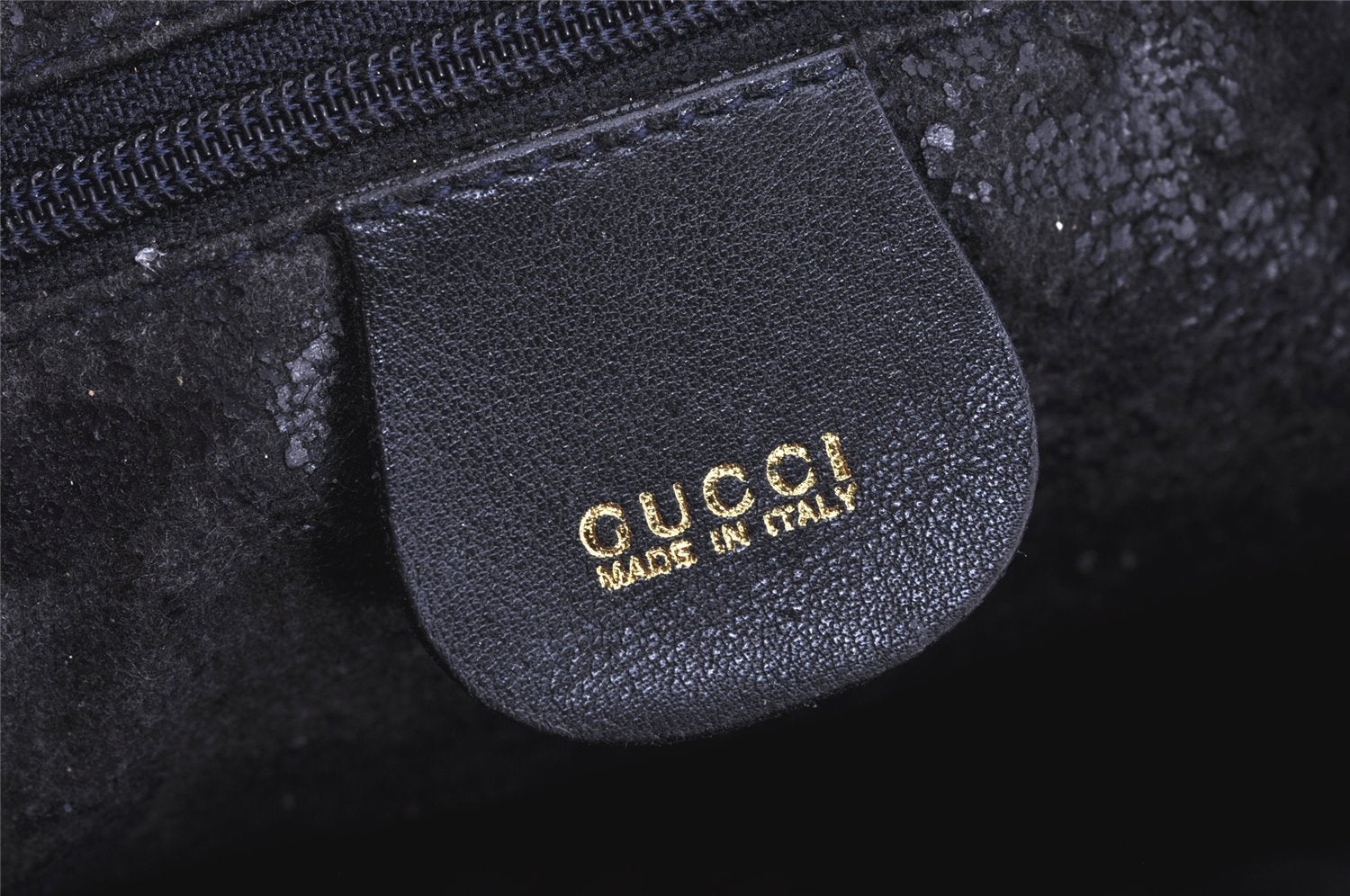 Authentic GUCCI Bamboo 2way Hand Shoulder Bag Purse Leather Navy Junk 3251K