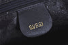 Authentic GUCCI Bamboo 2way Hand Shoulder Bag Purse Leather Navy Junk 3251K