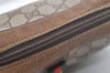 Authentic GUCCI Web Sherry Line Clutch Hand Bag Purse GG PVC Leather Brown 3252K