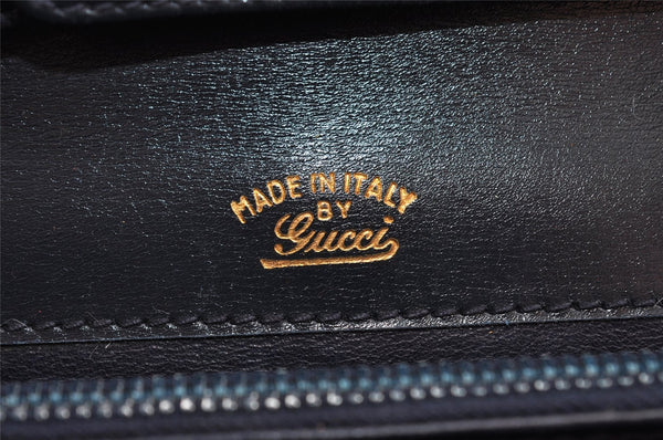 Authentic GUCCI Vintage Shoulder Bag Purse Leather Navy Blue 3253I