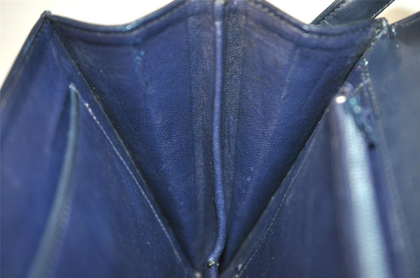 Authentic GUCCI Vintage Shoulder Bag Purse Leather Navy Blue 3253I