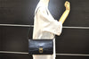 Authentic GUCCI Vintage Shoulder Bag Purse Leather Navy Blue 3253I
