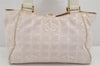 Authentic CHANEL New Travel Line Shoulder Hand Bag Nylon Leather Pink 3253K