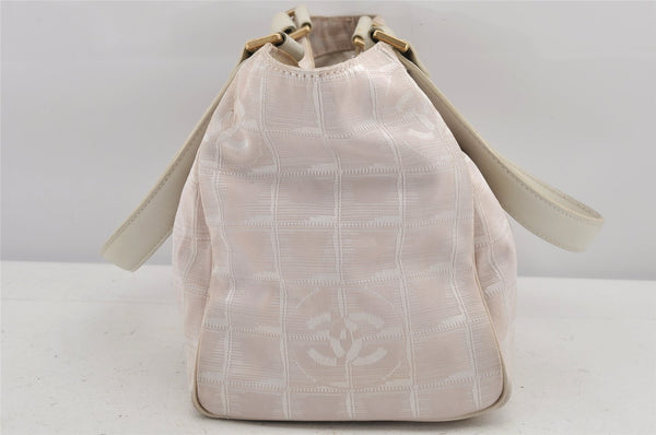 Authentic CHANEL New Travel Line Shoulder Hand Bag Nylon Leather Pink 3253K