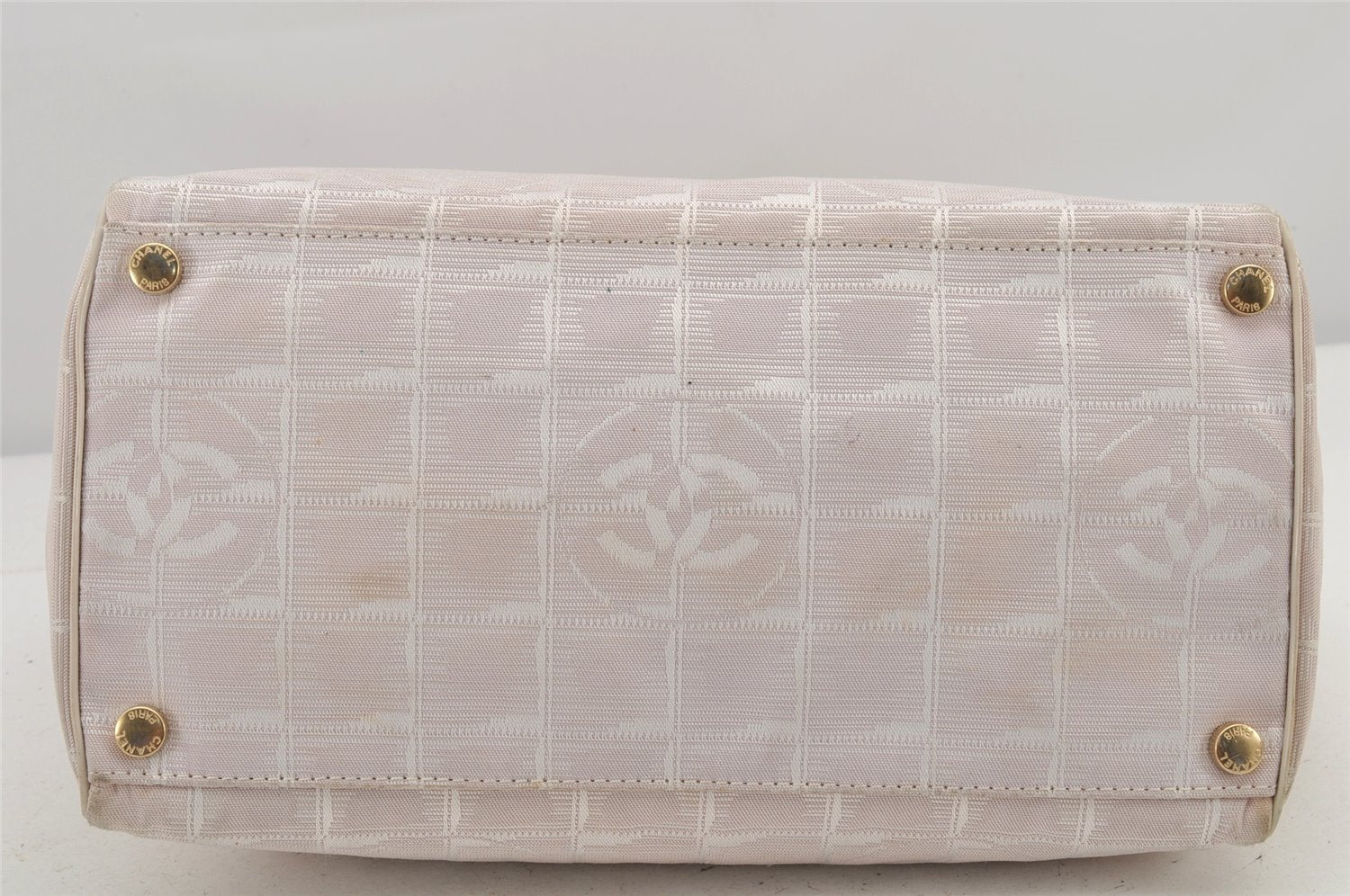Authentic CHANEL New Travel Line Shoulder Hand Bag Nylon Leather Pink 3253K