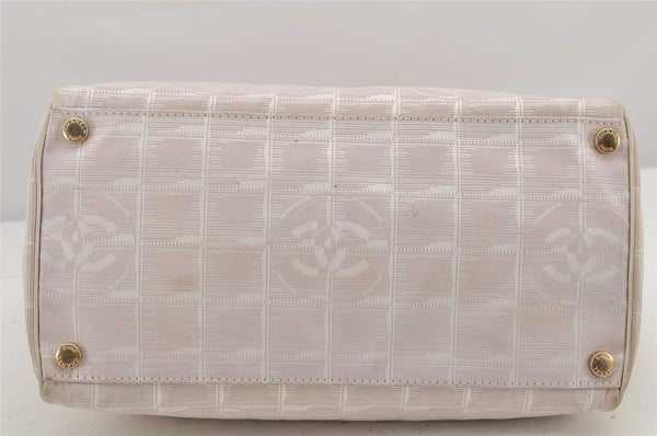 Authentic CHANEL New Travel Line Shoulder Hand Bag Nylon Leather Pink 3253K