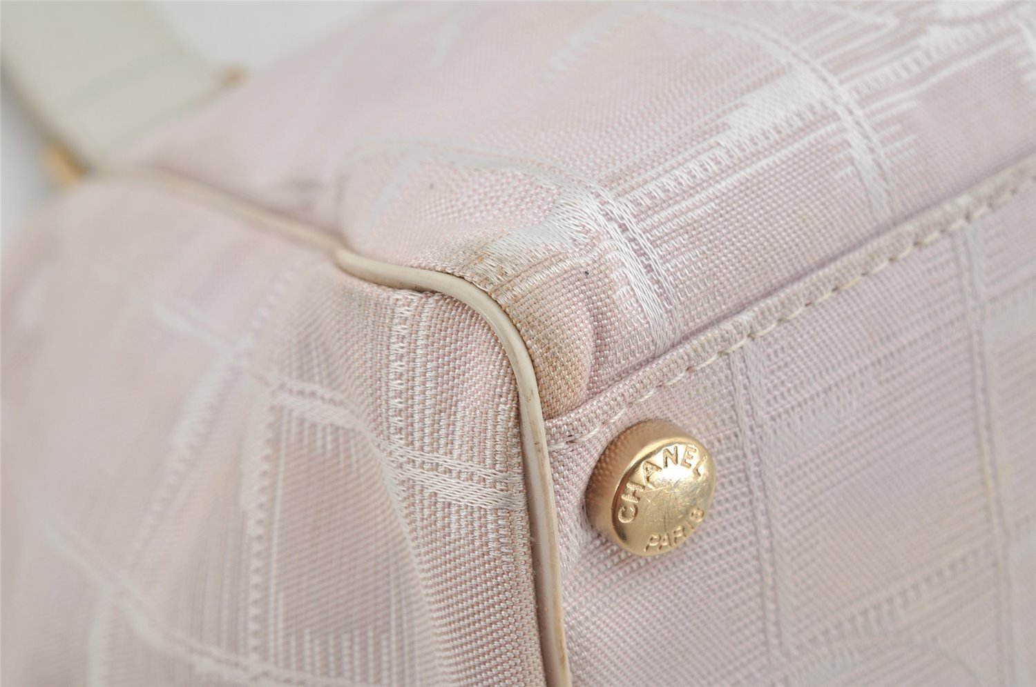 Authentic CHANEL New Travel Line Shoulder Hand Bag Nylon Leather Pink 3253K