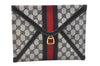 Authentic GUCCI Sherry Line Clutch Hand Bag Purse GG PVC Leather Navy Blue 3254K