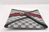 Authentic GUCCI Sherry Line Clutch Hand Bag Purse GG PVC Leather Navy Blue 3254K