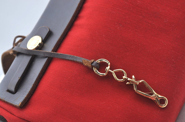 Authentic HERMES Her Bag Cabas PM 2 in 1 Shoulder Tote Bag Red Orange 3255J