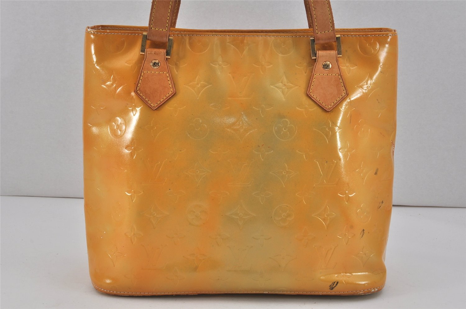 Authentic Louis Vuitton Vernis Houston Shoulder Hand Bag Yellow M91053 LV 3255K