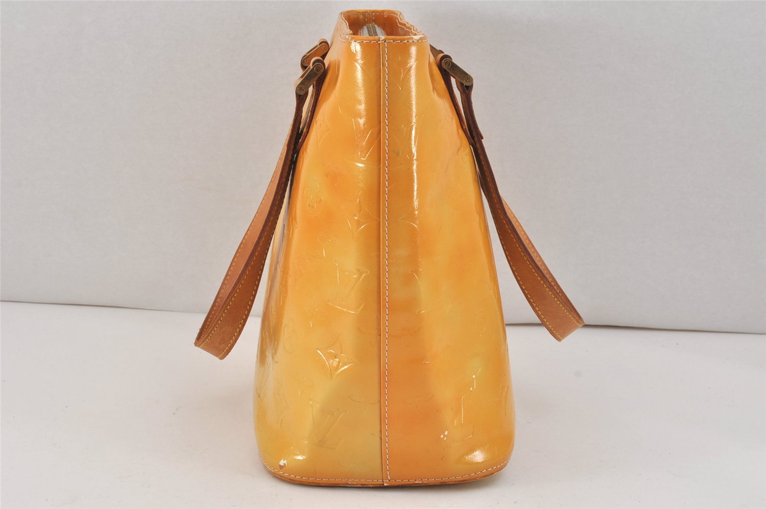 Authentic Louis Vuitton Vernis Houston Shoulder Hand Bag Yellow M91053 LV 3255K