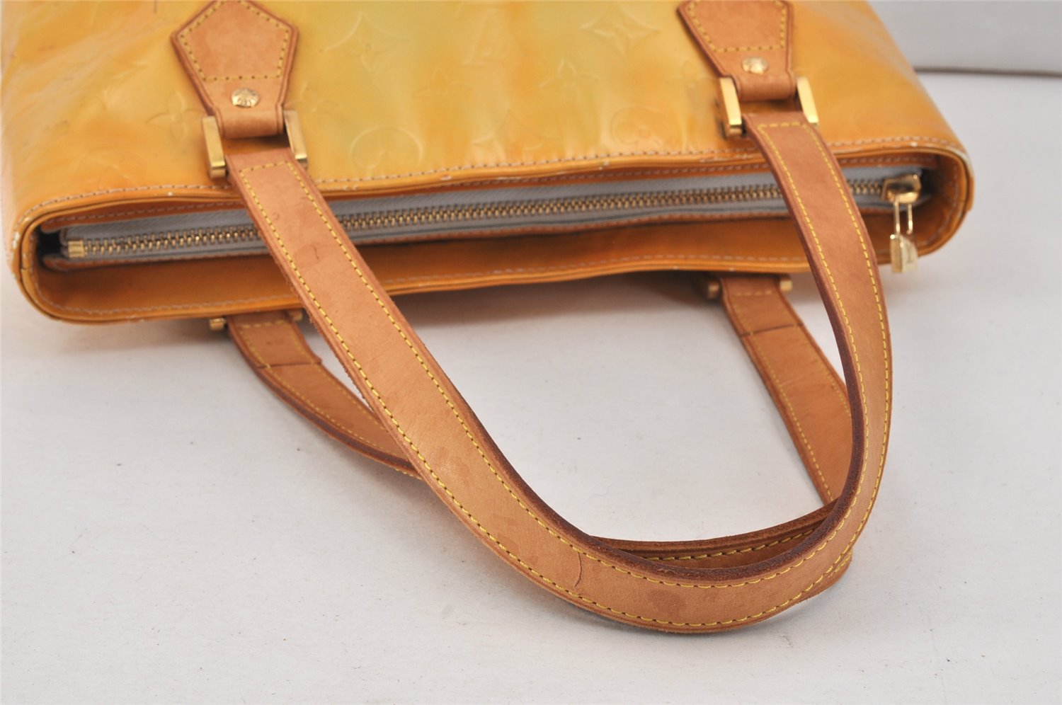 Authentic Louis Vuitton Vernis Houston Shoulder Hand Bag Yellow M91053 LV 3255K