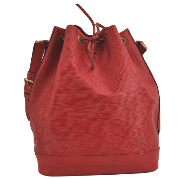 Authentic Louis Vuitton Epi Noe Shoulder Drawstring Bag Red M44007 LV 3258J