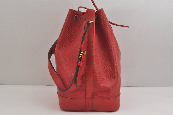 Authentic Louis Vuitton Epi Noe Shoulder Drawstring Bag Red M44007 LV 3258J