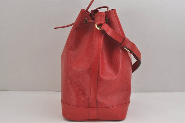 Authentic Louis Vuitton Epi Noe Shoulder Drawstring Bag Red M44007 LV 3258J