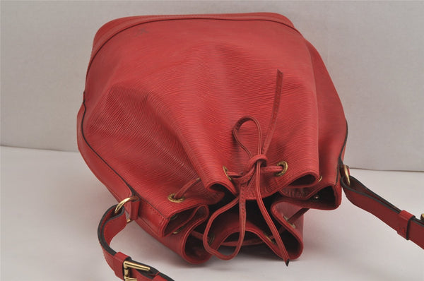Authentic Louis Vuitton Epi Noe Shoulder Drawstring Bag Red M44007 LV 3258J