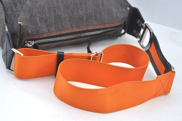 Authentic Christian Dior Trotter Shoulder Hand Bag Denim Leather Navy Blue 3260J