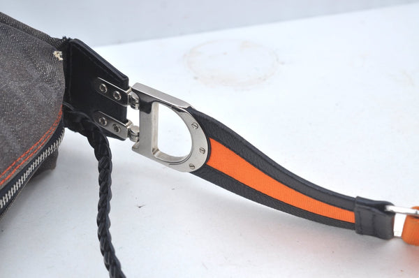 Authentic Christian Dior Trotter Shoulder Hand Bag Denim Leather Navy Blue 3260J