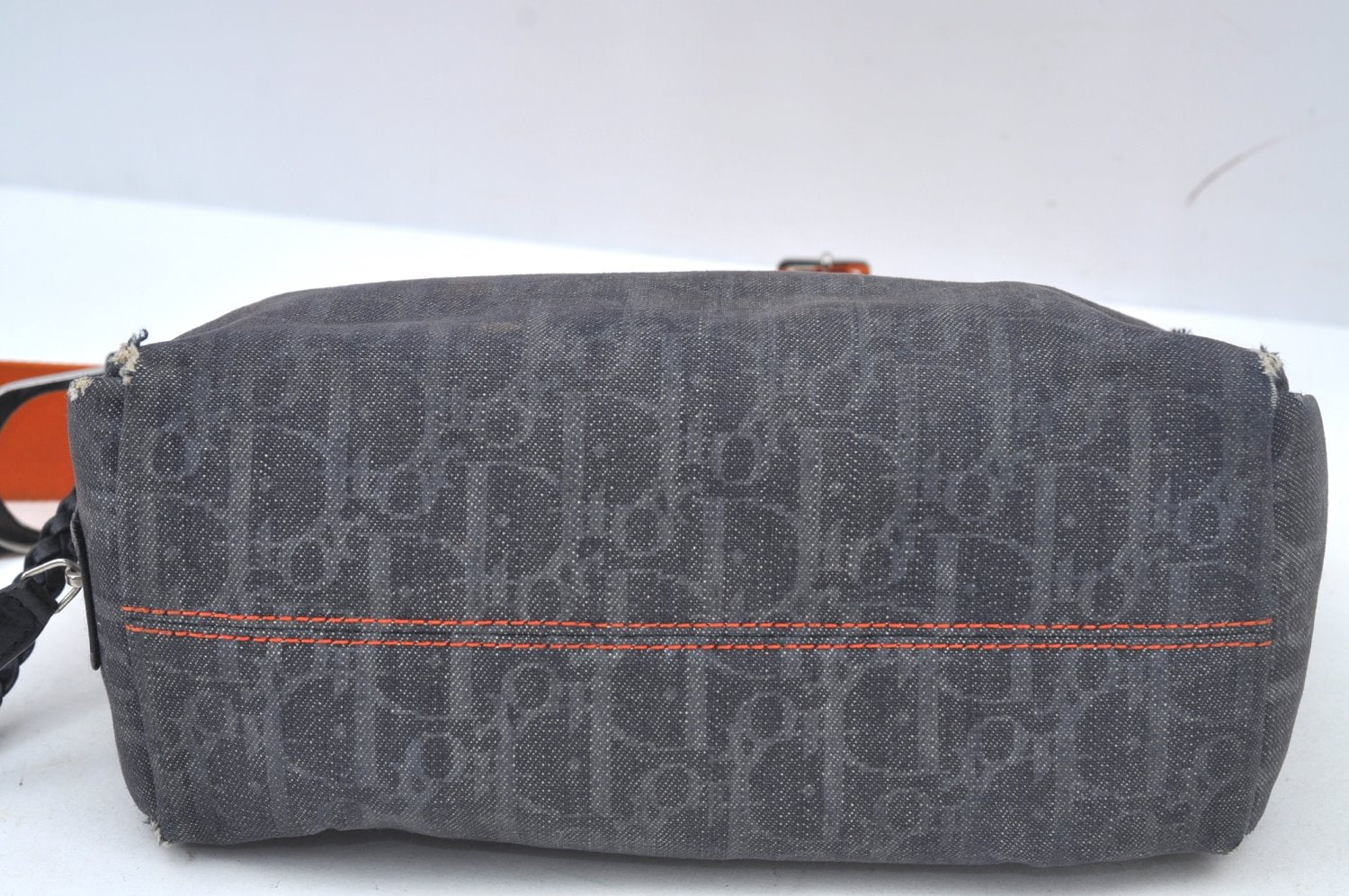 Authentic Christian Dior Trotter Shoulder Hand Bag Denim Leather Navy Blue 3260J