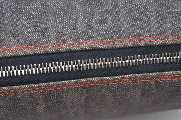 Authentic Christian Dior Trotter Shoulder Hand Bag Denim Leather Navy Blue 3260J