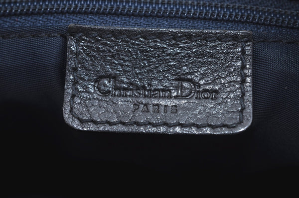 Authentic Christian Dior Trotter Shoulder Hand Bag Denim Leather Navy Blue 3260J