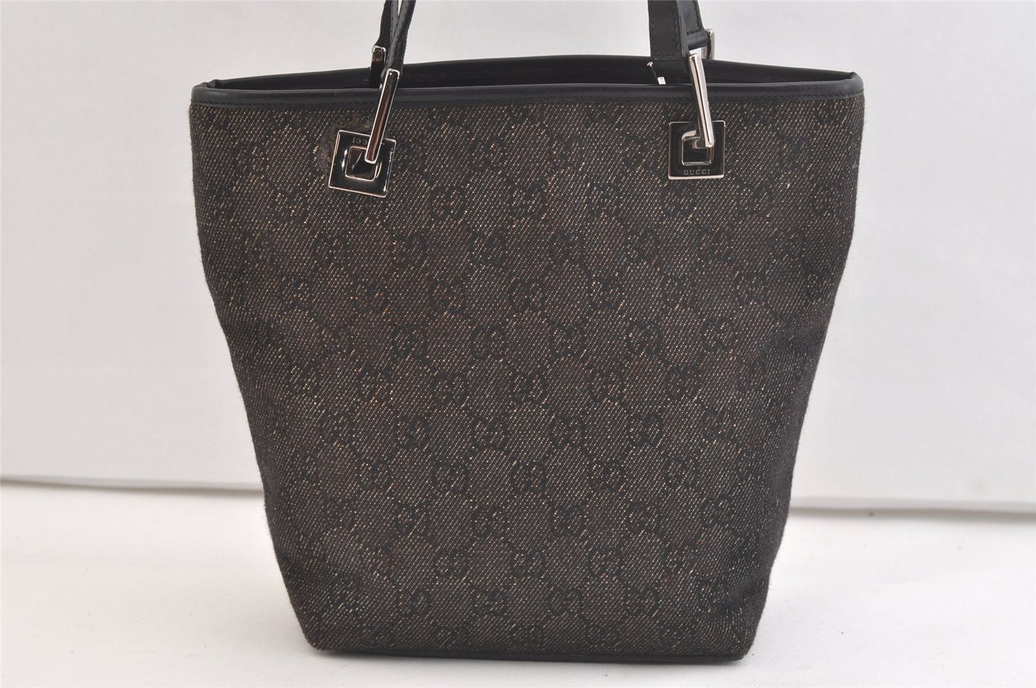 Authentic GUCCI Shoulder Tote Bag Purse GG Canvas Leather 31244 Black 3260K