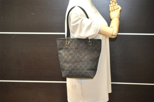 Authentic GUCCI Shoulder Tote Bag Purse GG Canvas Leather 31244 Black 3260K