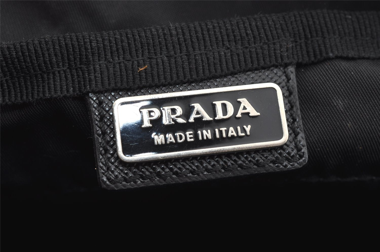 Authentic PRADA Tessuto Saffiano Nylon Leather Pouch Purse 2N0029 Black 3263I