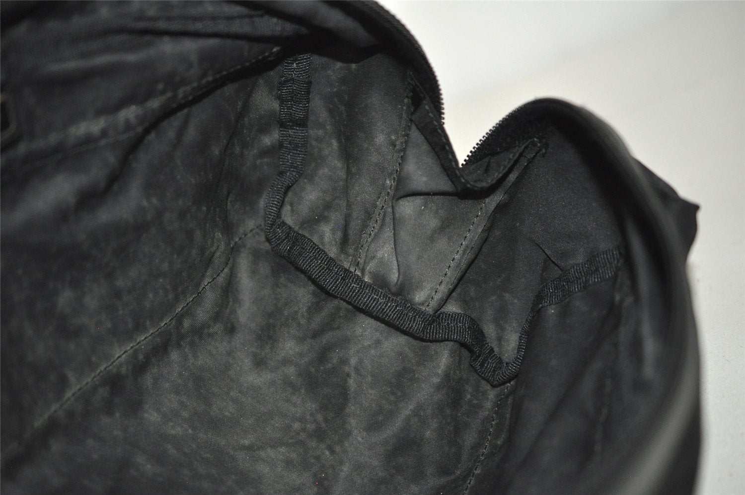 Authentic PRADA Tessuto Saffiano Nylon Leather Pouch Purse 2N0029 Black 3263I