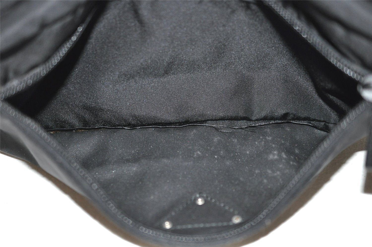 Authentic PRADA Tessuto Saffiano Nylon Leather Pouch Purse 2N0029 Black 3263I