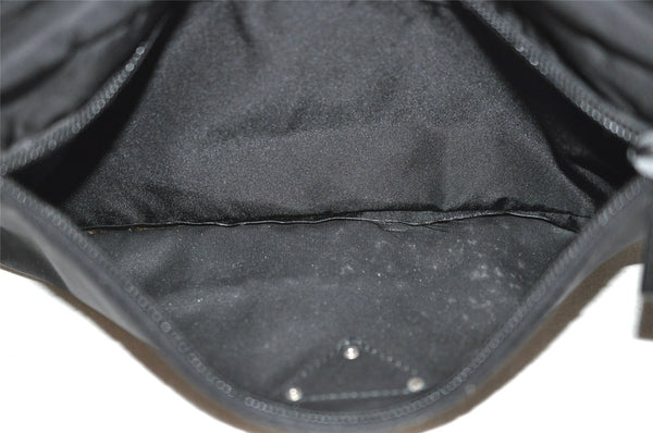 Authentic PRADA Tessuto Saffiano Nylon Leather Pouch Purse 2N0029 Black 3263I