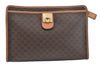 Authentic CELINE Macadam Blason Pattern Clutch Hand Bag PVC Leather Brown 3263K