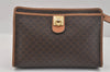Authentic CELINE Macadam Blason Pattern Clutch Hand Bag PVC Leather Brown 3263K