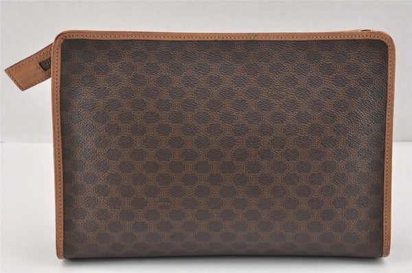 Authentic CELINE Macadam Blason Pattern Clutch Hand Bag PVC Leather Brown 3263K