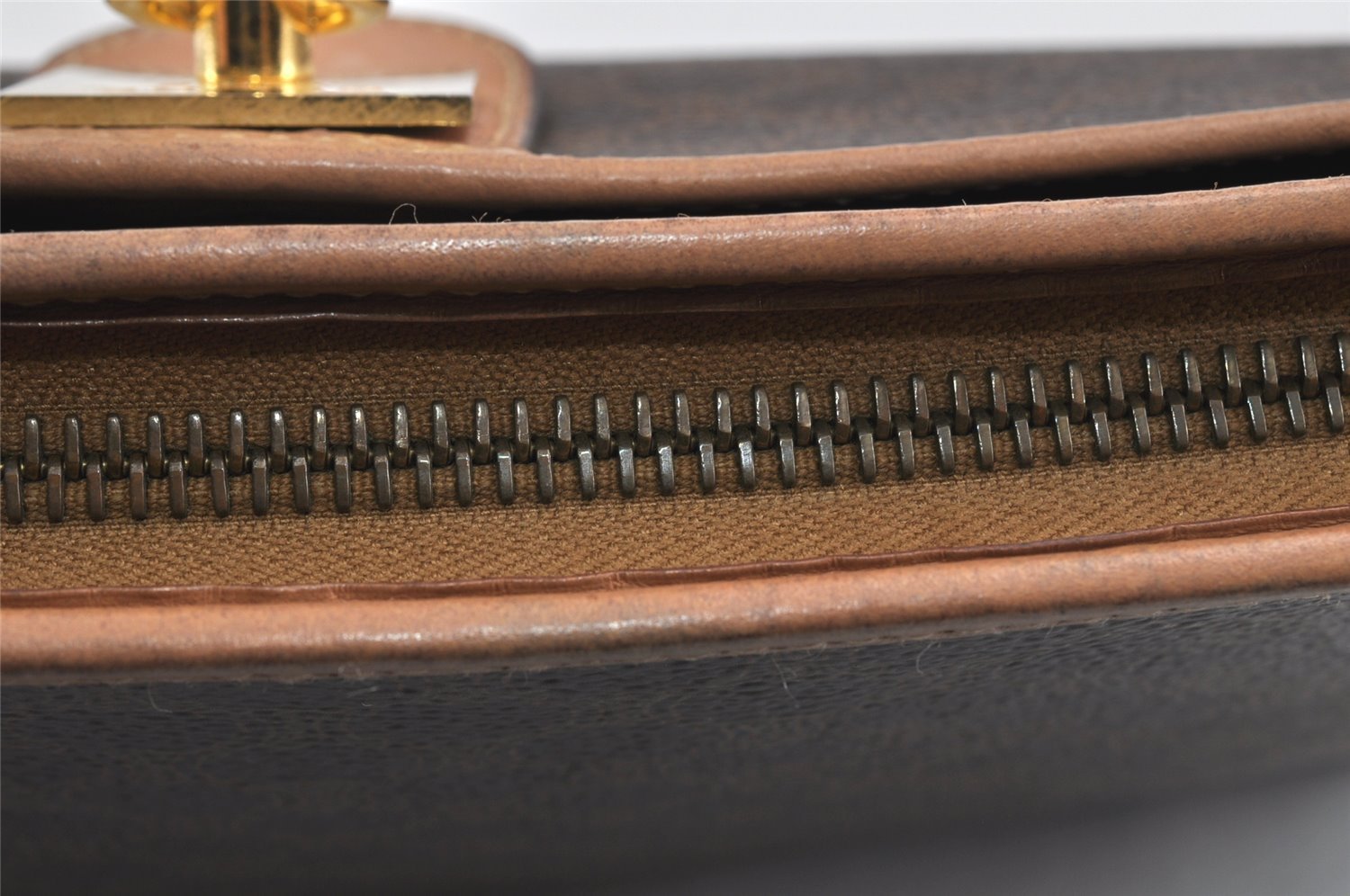 Authentic CELINE Macadam Blason Pattern Clutch Hand Bag PVC Leather Brown 3263K