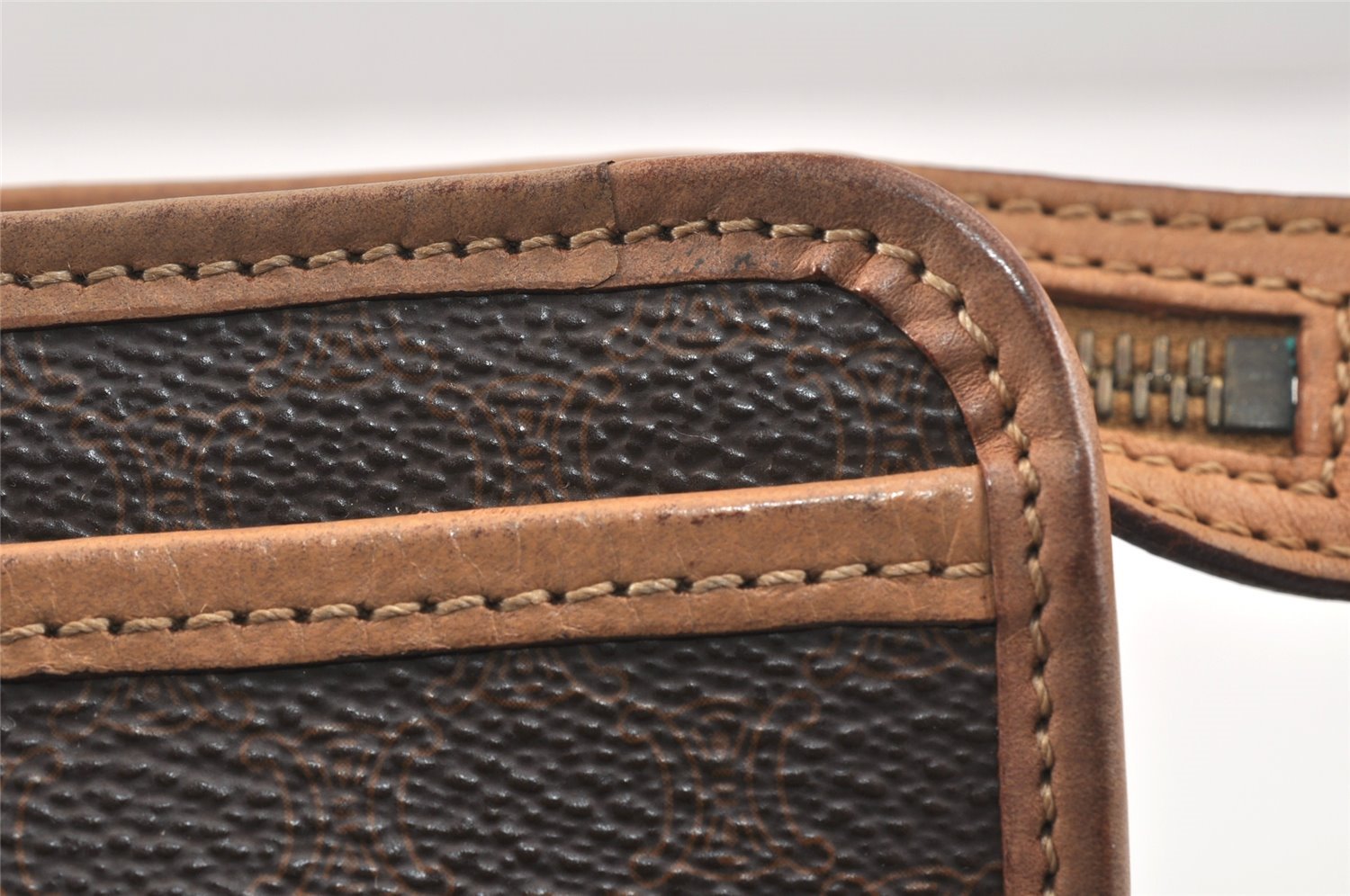 Authentic CELINE Macadam Blason Pattern Clutch Hand Bag PVC Leather Brown 3263K