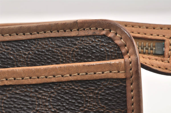 Authentic CELINE Macadam Blason Pattern Clutch Hand Bag PVC Leather Brown 3263K